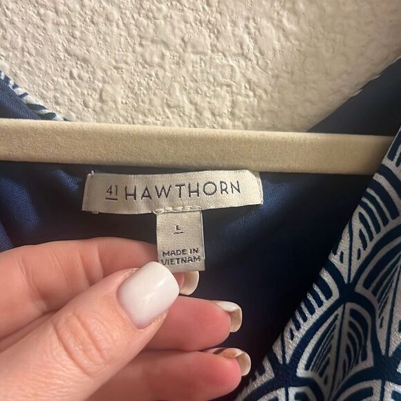 ✨41 Hawthorne Lorene Faux Wrap Knit Sz Large Blue Dress✨ - Picture 8 of 11